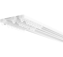 Карниз алюминиевый LM DECOR LmDecor D-8 Премиум, 3-х рядный, 2,4 м, белый D8PA240