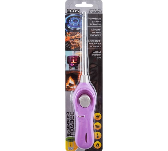 Газовая зажигалка Ecos GLF-002V фиолетовая 157798