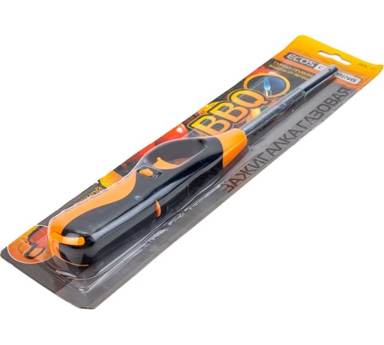 Газовая зажигалка Ecos BBQ 88С-O с защитой от ветра, оранжевая с черным 157824