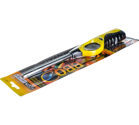 Газовая зажигалка Ecos BBQ 88С-Y с газом, с защитой от ветра, желтая с черным 157828