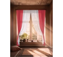 Комплект штор Witerra вуаль 580x250 см комби бело-бордовая 00000076245