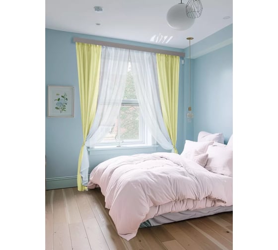 Комплект штор Witerra вуаль 580x250 см комби бело-желтая 110533
