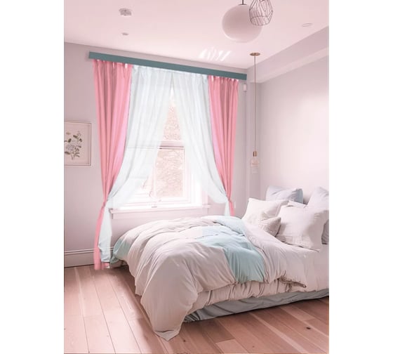 Комплект штор Witerra вуаль 580x250 см комби бело-розовая 00000076248