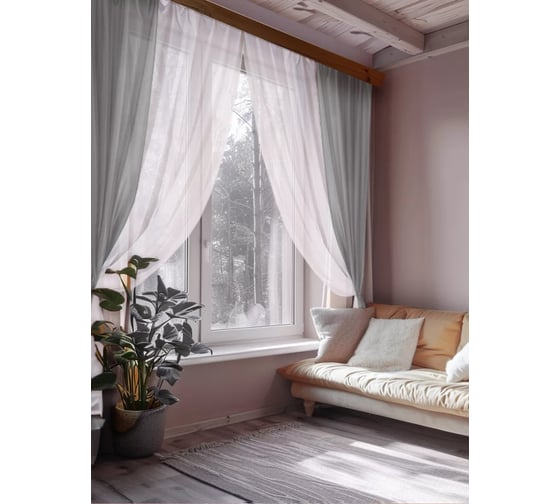 Комплект штор Witerra вуаль 580x250 см комби бело-серая 00000076246