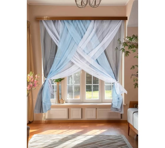 Комплект штор для кухни Witerra Лиана 300x180 см голубой 00000076223 1