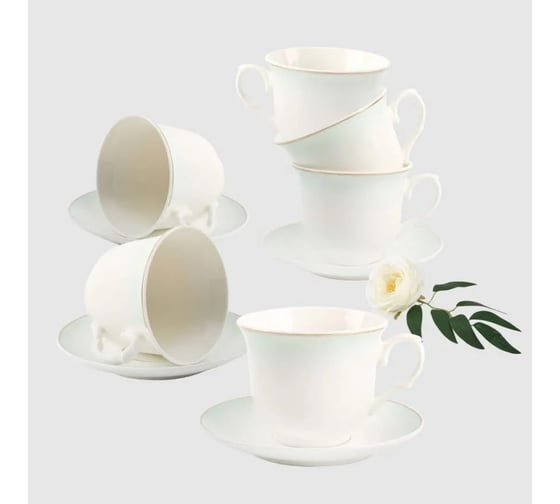 Чайный набор Arya Home Arya Exclusive из костяного фарфора, 250 мл 12 предметов Jade 8680943214393