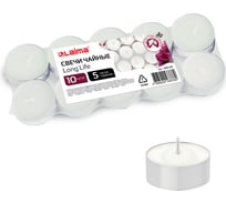 Чайные свечи LAIMA Long Life, до 5 часов горения, вес 12 г, 10 шт., в гильзе 609199