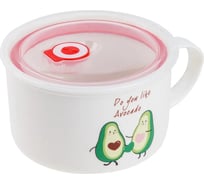 Кружка для супа с крышкой PERFECTO LINE с паровыпуском, 850 мл, керамическая, AVOCADO 17-851170