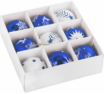 Шары ёлочные Золотая сказка 9 шт, 8 см, "Русская Зима", пластик, цвет: синий/белый 591987
