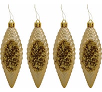 Украшение ёлочное Золотая сказка "Шишки", 4 шт, 4x12 см, пластик, золотистые 592001