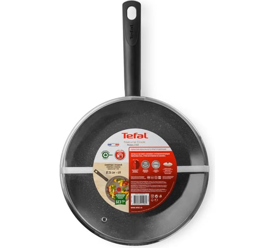 Сковорода TEFAL Natural Cook 04234926 круглая, 26 см, несъемная ручка, с крышкой, серый (9100052849) 1970638 1