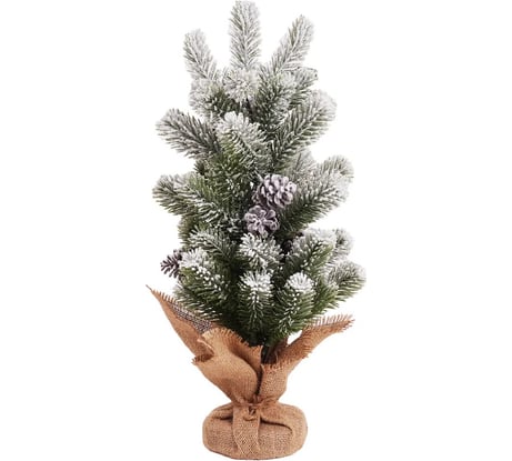 Ель новогодняя искусственная Золотая сказка настольная 50 см заснеженная с шишками, литой ПЭТ 592011