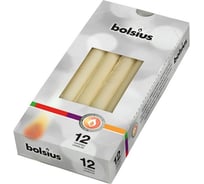 Конусные свечи Bolsius коробка 12 шт 245х24 мм КРЕМОВЫЕ 103600356805
