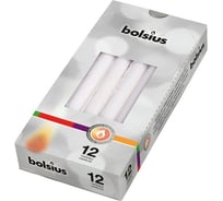 Конусные свечи Bolsius коробка 12 шт 245х24 мм БЕЛЫЕ 103600356802