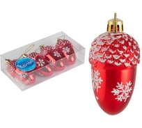 Набор елочных украшений Волшебная страна Желудь красный, 4 шт. 007454