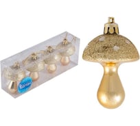 Набор елочных украшений Волшебная страна Грибочки золотой, 4 шт. 007453