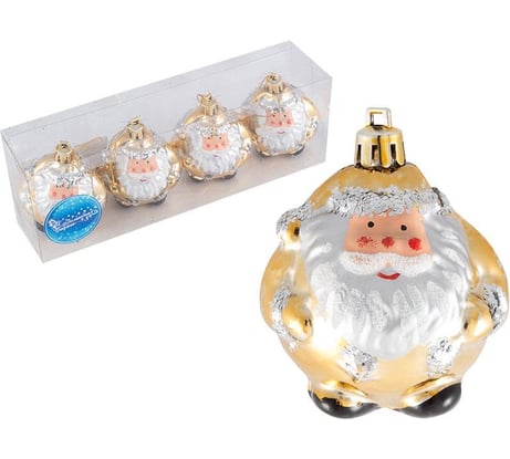 Набор елочных украшений Волшебная страна Санты, цвет золотой, 4 шт. 007470