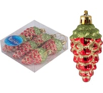 Набор елочных украшений Волшебная страна Шишки, красный, 6 шт. 007476