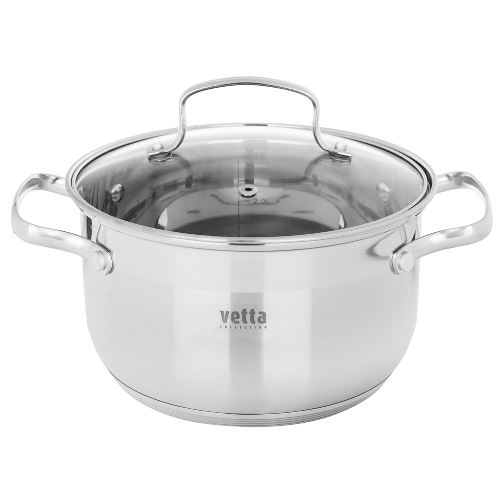 Кастрюля VETTA Берн 20x12 см, 3.5 л, со стекл. крышкой, индукция 822 ...