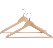 Набор деревянных вешалок VETTA с бархатным антиск.покрытием, 2 шт., 45 см, светлое дерево, хром 455-079