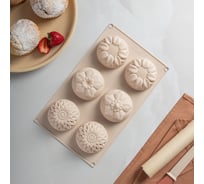 Силиконовая форма VETTA 6 ячеек, 28x16.5x3 см, Цветы 856-160