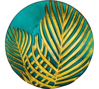 Блюдо стеклянное ВеЩицы круглое Лист, D305, зеленый, золотой Tin-22