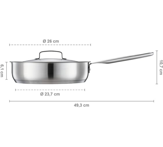 Сотейник FISKARS 26 см, с крышкой, All Steel 1064746