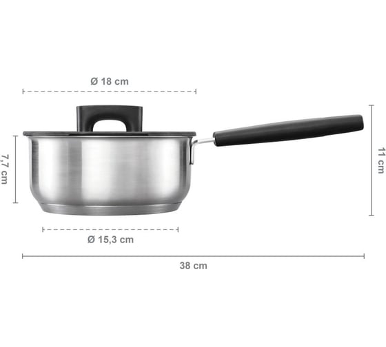 Кастрюля FISKARS стальная, с крышкой, 1,8 л/18 см, Hard Face 1052239
