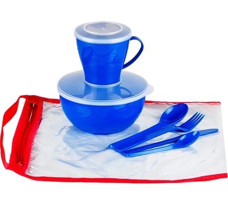 Походный набор посуды SOLARIS на 1 персону синий S1104