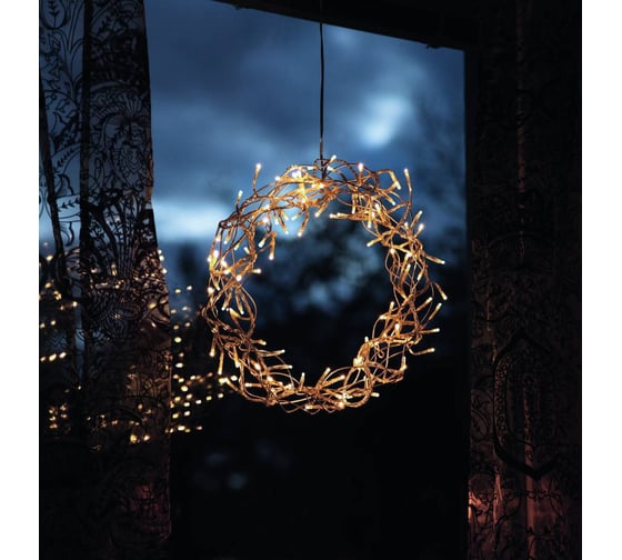 Светодиодный рождественский венок EGLO CURLY, 80x0,064W (LED), B60, O300, пластик, сталь, серебряный 411012