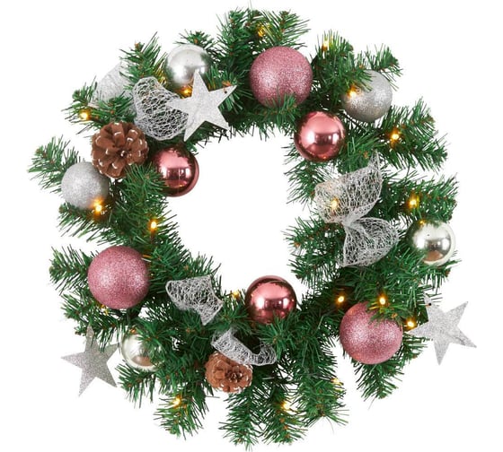 Светодиодный рождественский венок EGLO NOEL, 20x0,064W (LED), B100, O400, 3XAA, пластик, зеленый, 410859