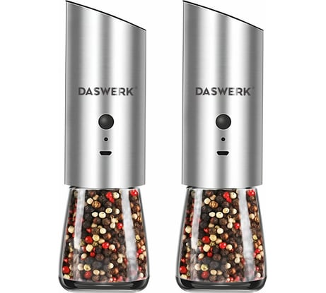 Набор гравитационных мельниц для соли и специй DASWERK электрические, 2 штуки, USB, PM-8 456626