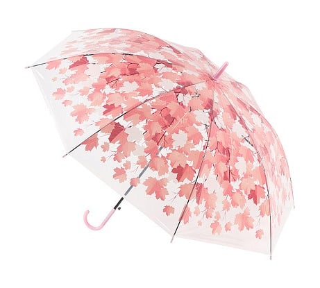 Зонт-трость полуавтоматический Рыжий кот BASIC, 90 см (ЭВА), листья, цвет красный 108780