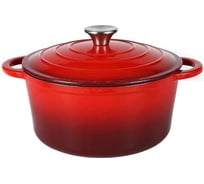 Кастрюля чугунная с крышкой URM с эмалевым покрытием, толщина дна - 7 мм, ø - 24 см, 4 л D01362