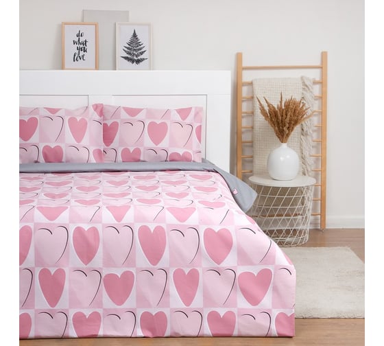 КПБ LoveLife евро Hearts 200x217 см, 225x240 см, 50x70 см-2шт, 100%хлопок, сатин, 125г/м² 9305044