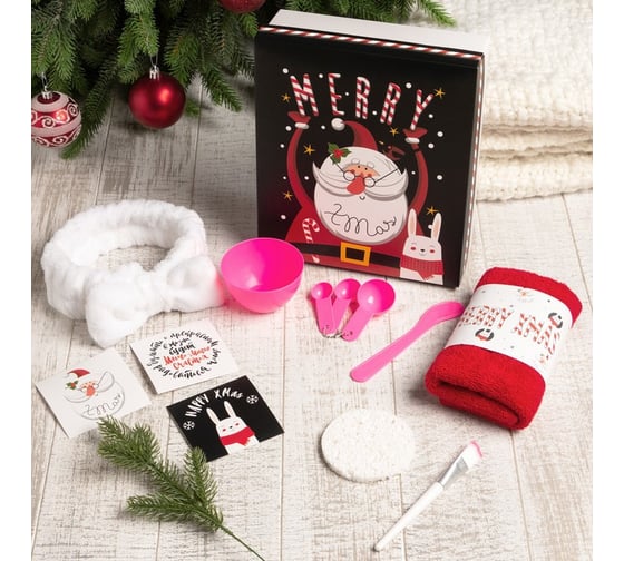 Набор подарочный Этель "Merry x-mas" полотенце и аксессуары 5141452