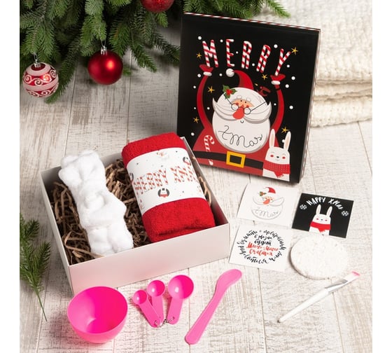 Набор подарочный Этель "Merry x-mas" полотенце и аксессуары 5141452