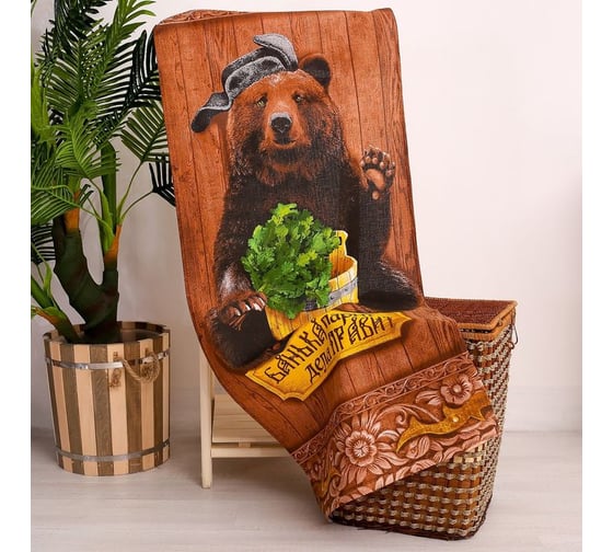 Полотенце Этель "Банька парит" 60x146 см, 100% хлопок 160 гр/м2 2588691