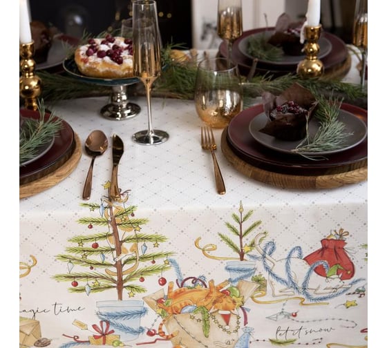 Скатерть Этель "Catmas" 149x220 см с ГМВО, 100% хлопок, 190г/м2 5035913