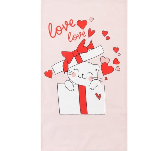 Полотенце Этель "Cat's love" 40x73 см, 100% хлопок, саржа 190 гр/м2  5423077