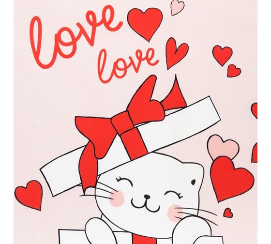 Полотенце Этель "Cat's love" 40x73 см, 100% хлопок, саржа 190 гр/м2  5423077