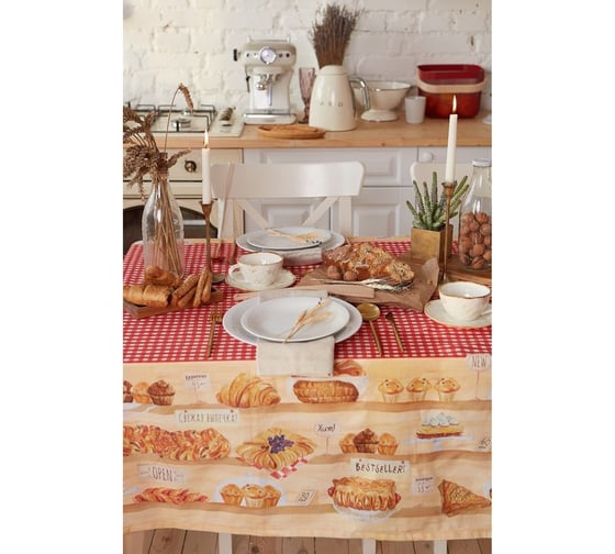 Скатерть Этель "Bakery house" 180x147 см, 100% хлопок, репс 210 г/м2 4645877