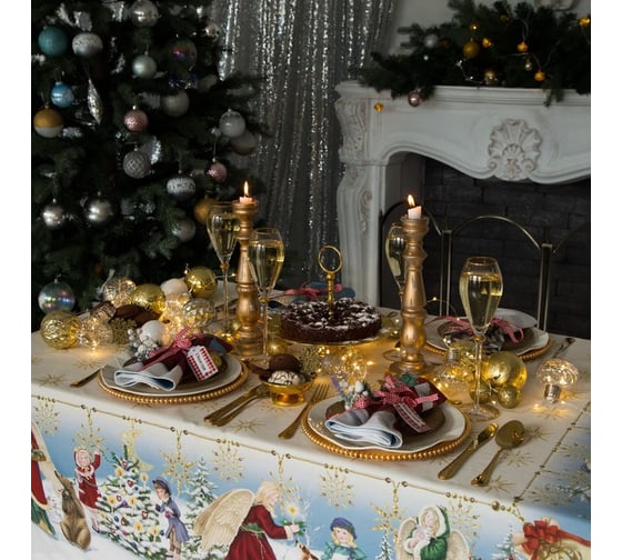 Скатерть Этель "Christmas time" 150x185 см +/-3см с ГМВО, хл100% 4496662
