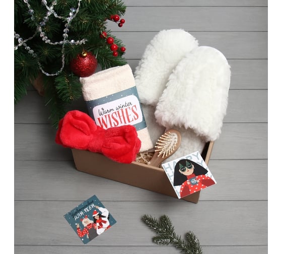 Набор подарочный Этель Warm winter wishes полотенце 30x60 см, аксессуары, 4 предмета 5141958