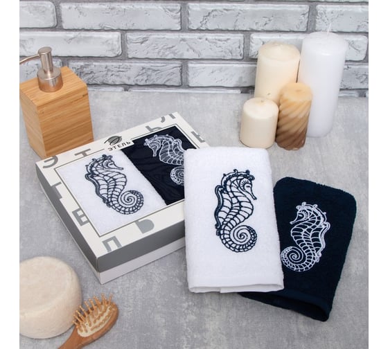 Набор полотенец Этель "Sea" 35x50 см, 100% хлопок, 350 г/м2, 2 шт. 5504007 1