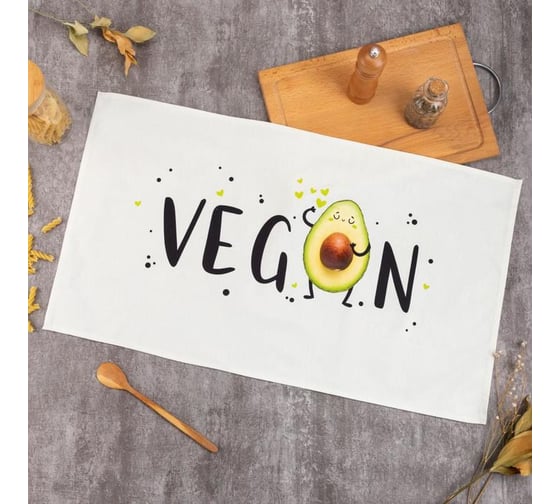 Полотенце Этель "Vegan" 40x73 см, 100% хлопок, саржа 190 гр/м2 5482307 1