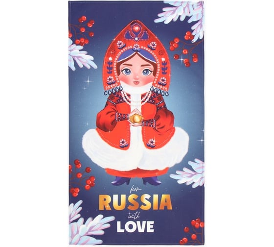Полотенце Этель "Из России с любовью" 40x73 см, 100% хлопок, саржа 190 г/м2 9907868