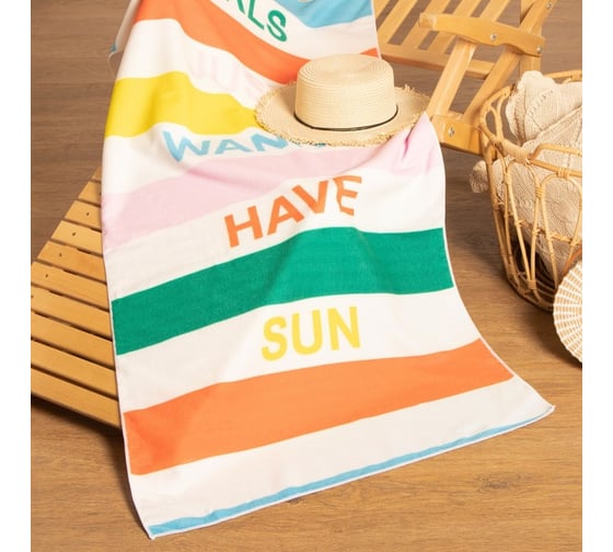 Полотенце пляжное Этель "Girls wanna have sun" 70х140 см, 100% п/э, 250гр/м2 7696178