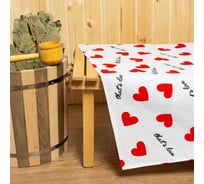 Простыня для бани Этель "Сердечки" 150x180±5 см, 100% хлопок, вафельное полотно, 160 гр/м2 5472040