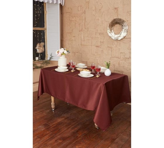 Скатерть Этель "Cozy" 150х250 +/-3 см, цвет шоколад, плотность 192 г/м2, хлопок с ВГМО 6974170